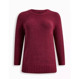 Torrid Size 1 Cashmere Pullover Sweater Vegan Tunic Crew Neck Berry Pink Soft